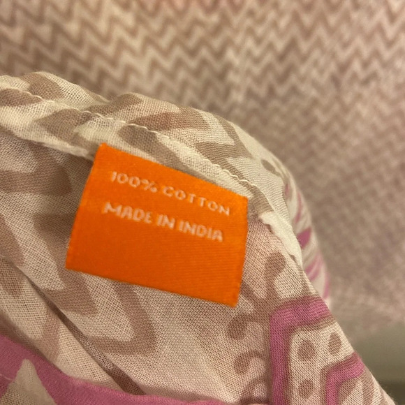 Oliphant Chevron V Neck Quarter Sleeve Tassel Blouse Gray & Purple Size Large - Picture 8 of 8